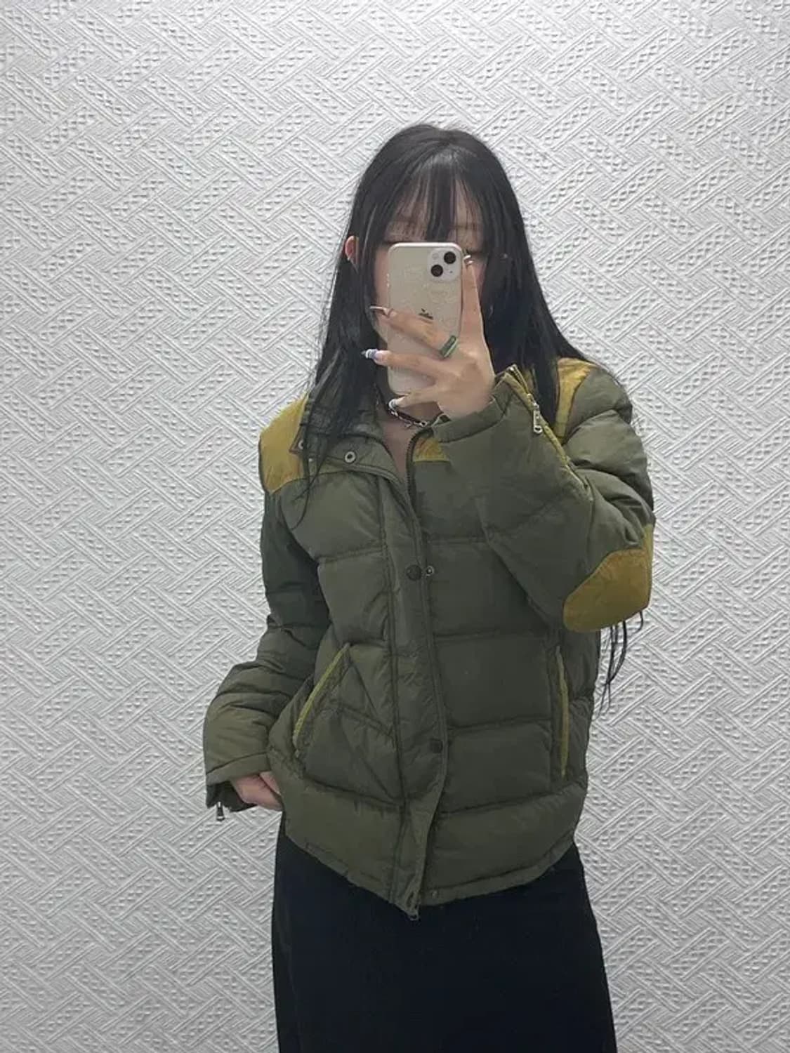 노스페이스 레트로 빈티지 말차카키 엘보패치 패딩 100 C07726 상품이미지2