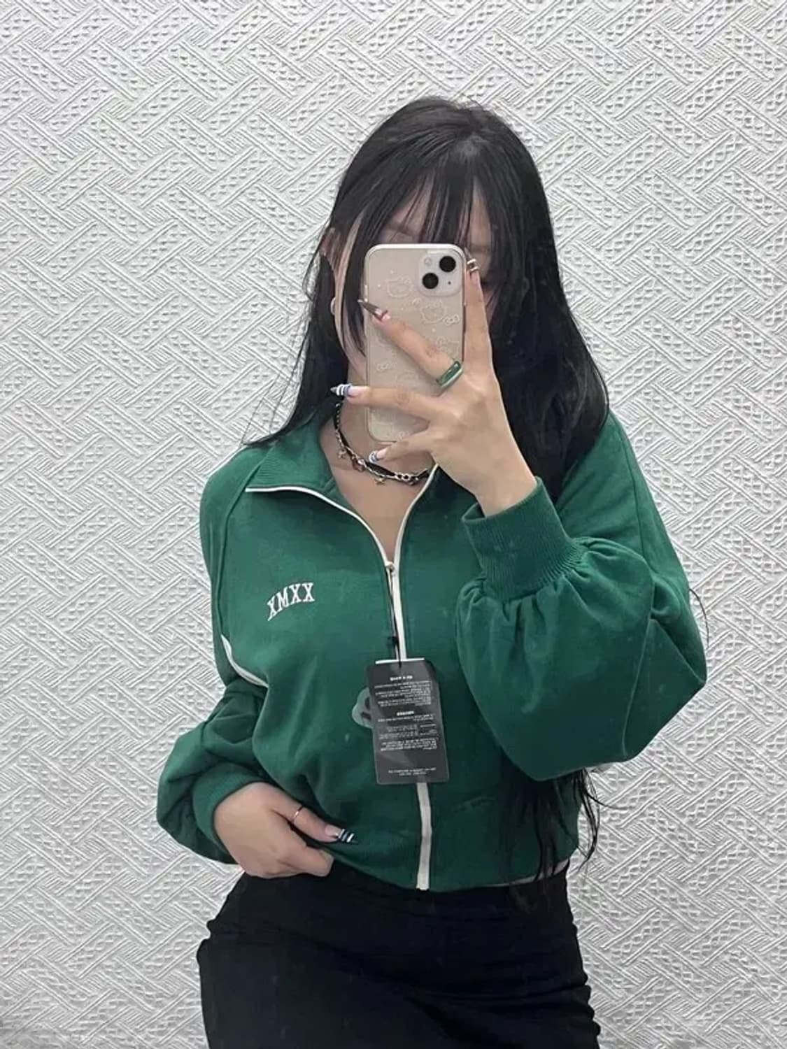 젝시믹스 빈티지 여리 딥그린 배색 집업 자켓 M C07728 상품이미지1