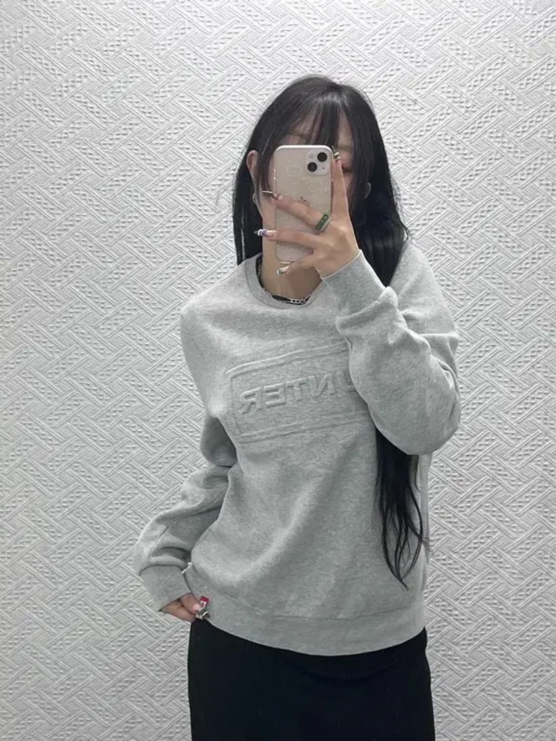 헌터 모던캐주얼 엠보빅로고 기모 맨투맨 S C07748 상품이미지1