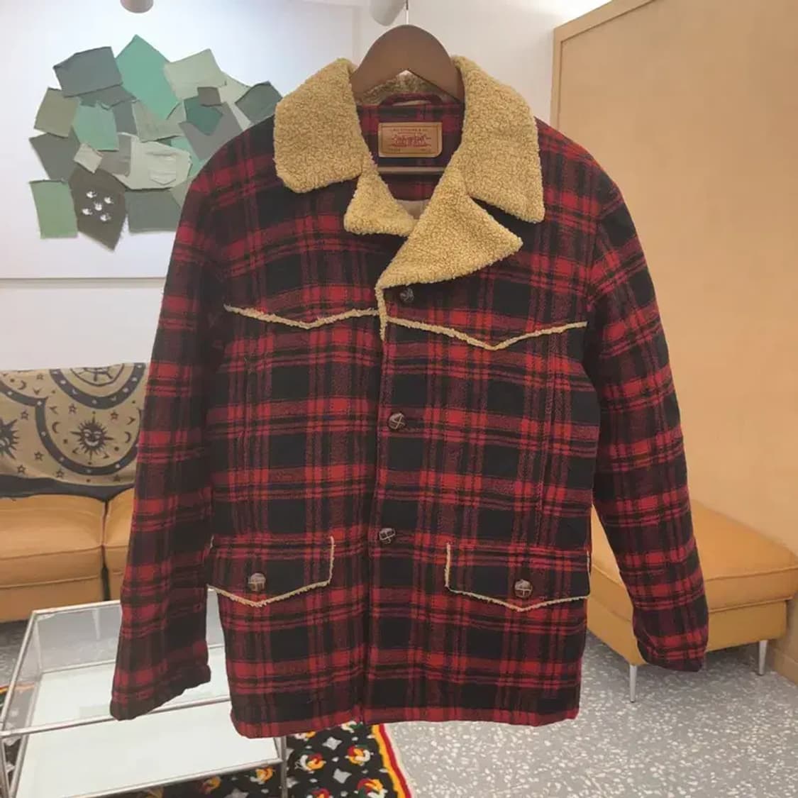 리바이스 빈티지 양털카라 홀리데이 타탄체크 자켓 L C07736 상품이미지3