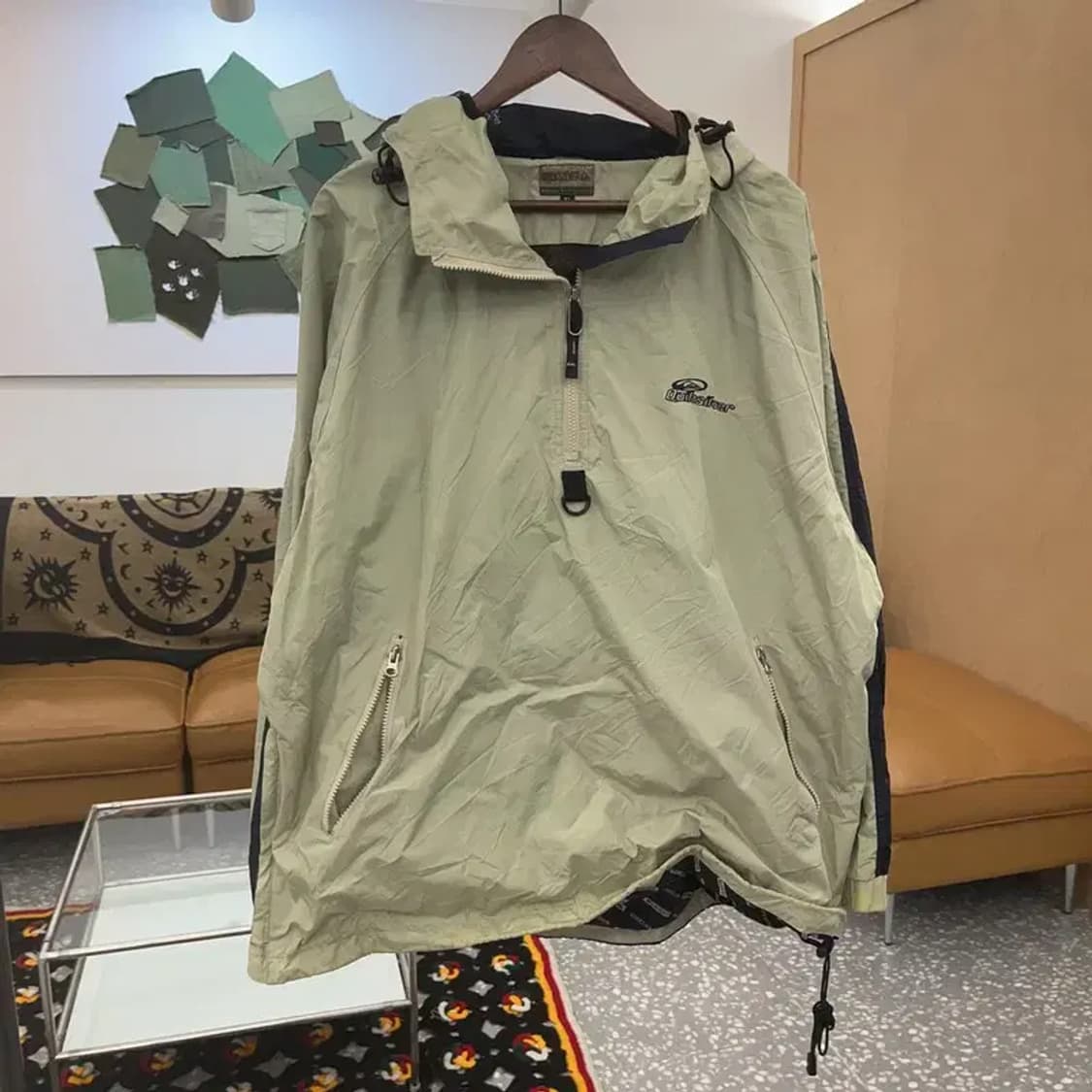 퀵실버 배색 피스타치오그린 아노락 반집업 바람막이 XL C07743 상품이미지3