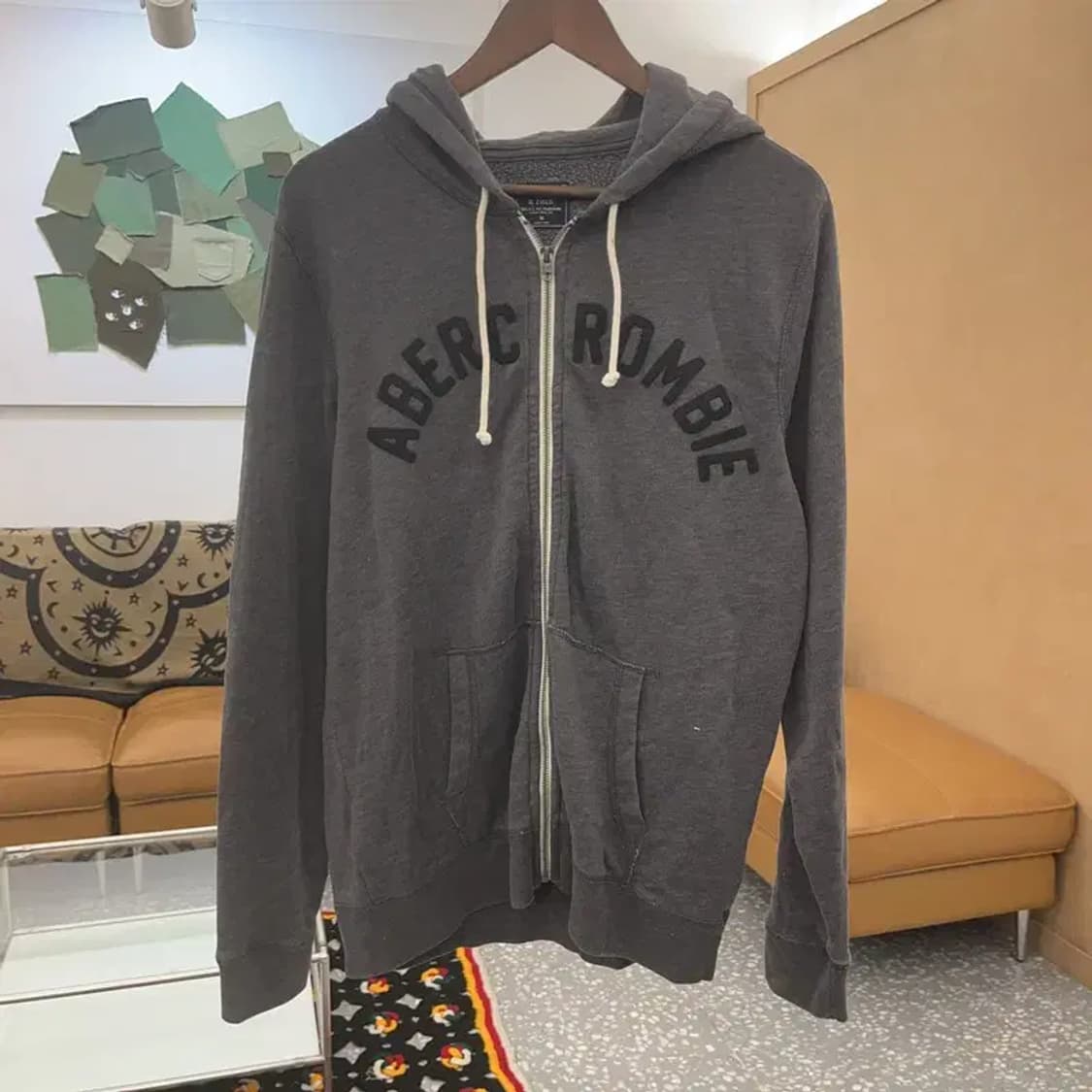 아베크롬비 올드스쿨 약오버핏 아치로고 후드집업 M C07770 상품이미지3