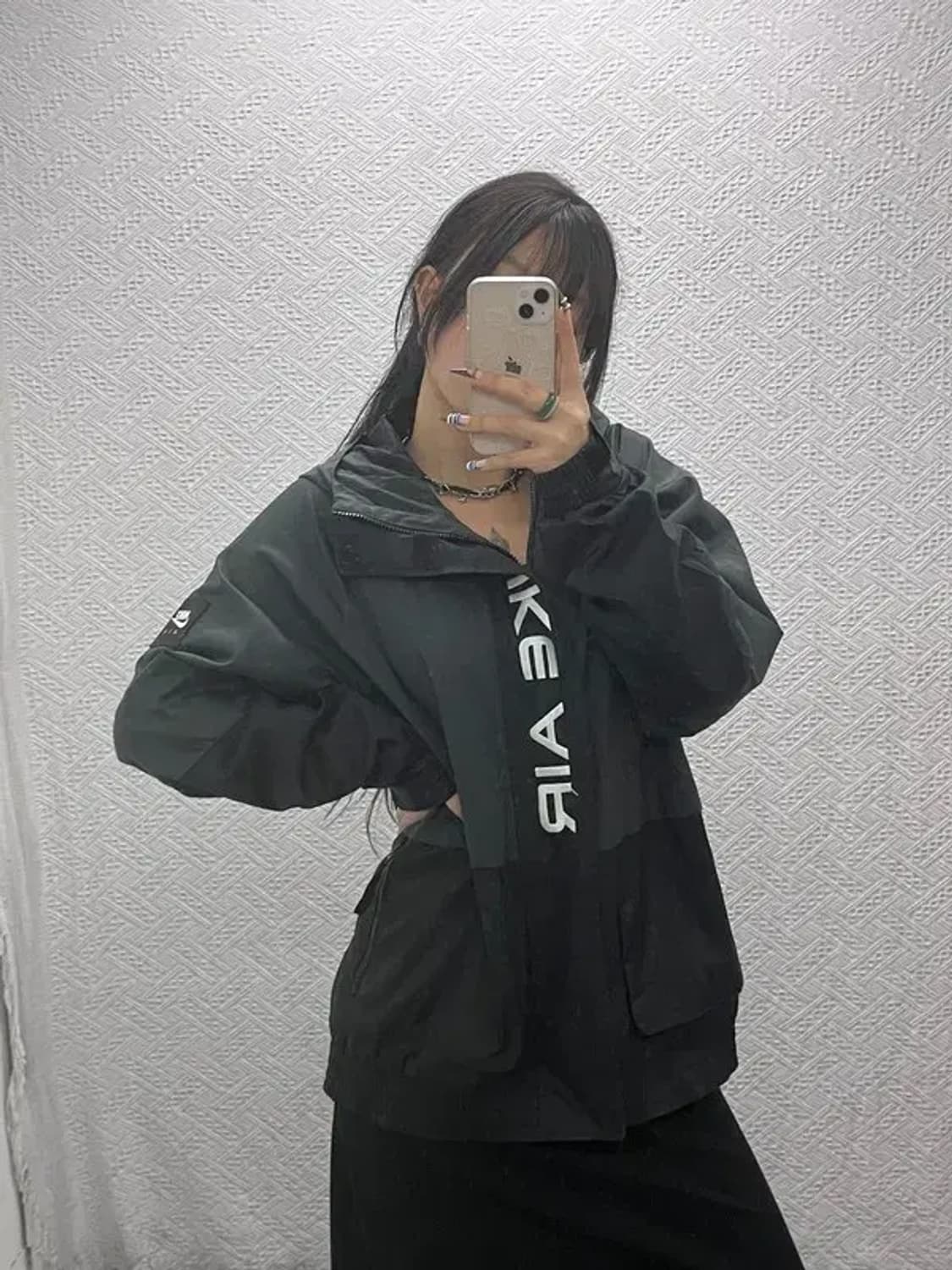 나이키 올드스쿨 빈티지 프론트 레터링 바람막이 자켓 L C07764 상품이미지1