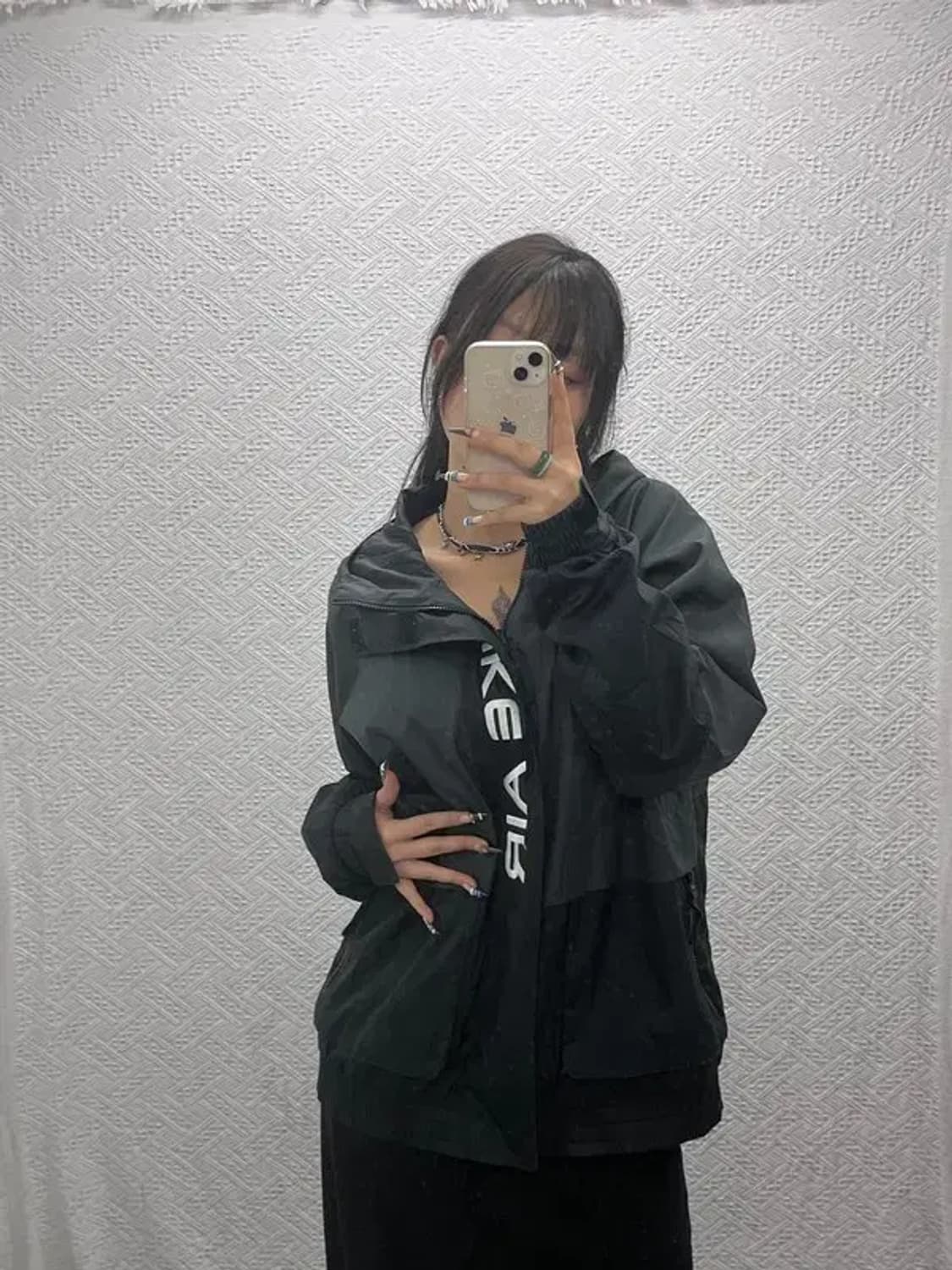 나이키 올드스쿨 빈티지 프론트 레터링 바람막이 자켓 L C07764 상품이미지2