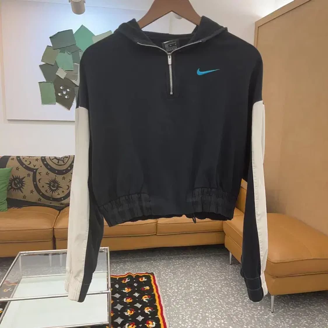 나이키 올드스쿨 빈티지 배색 반집업 크롭 후드티 M C07780 상품이미지3