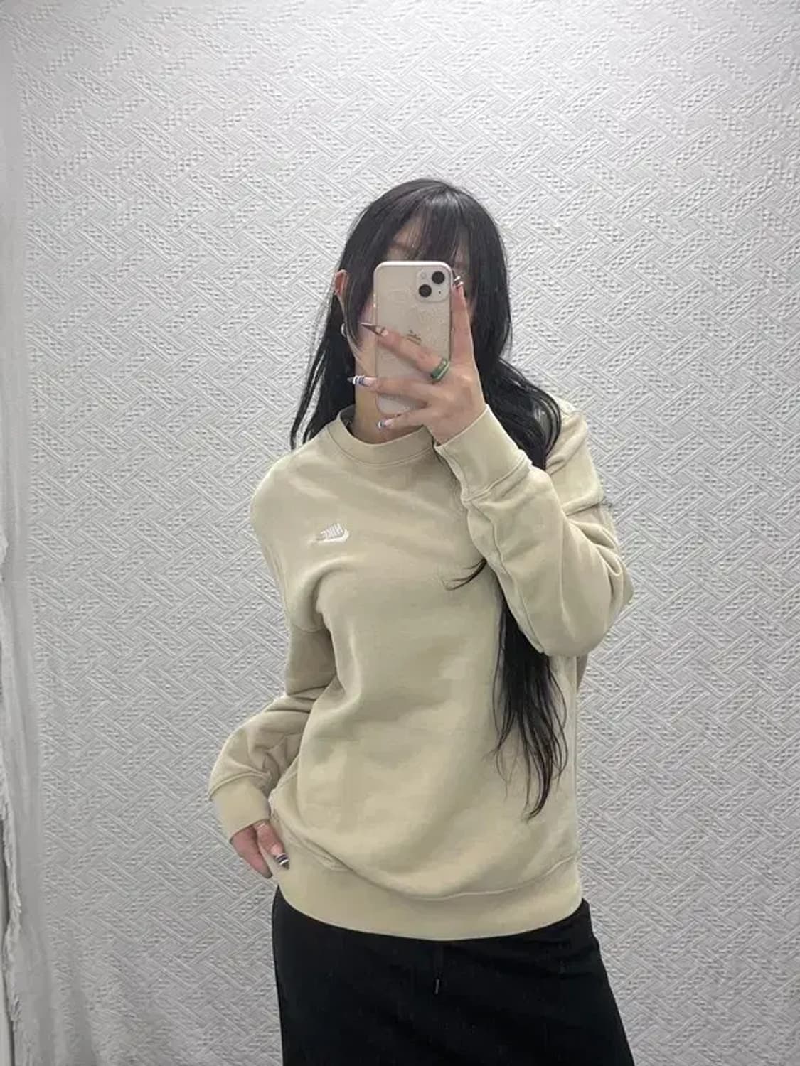 나이키 NSW 클럽 프렌치 테리 크루 크림오트밀 맨투맨 L C07791 상품이미지1