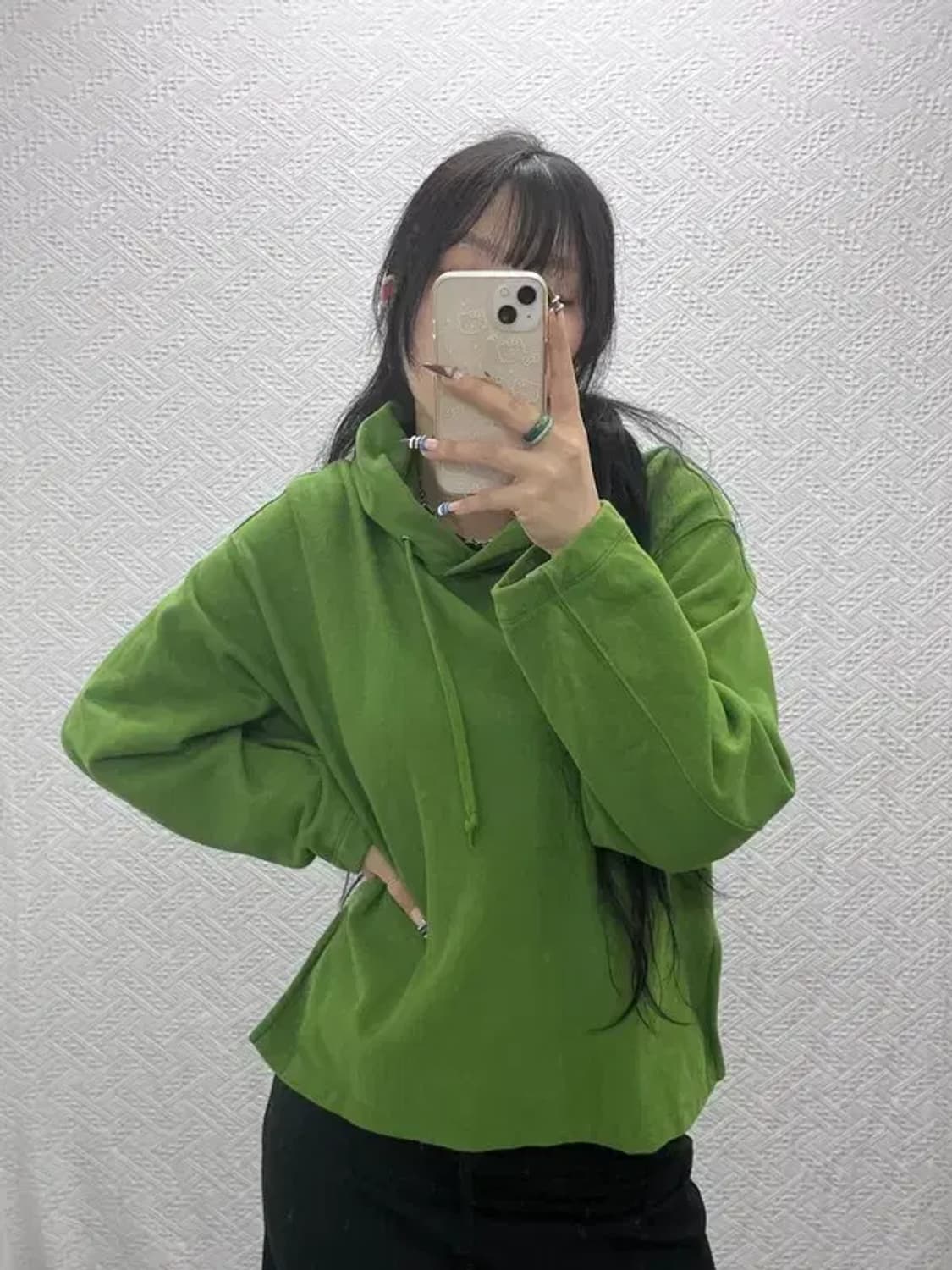 유니클로 U 르메르 오버핏 트임 카키그린 후드티 S C07786 상품이미지1