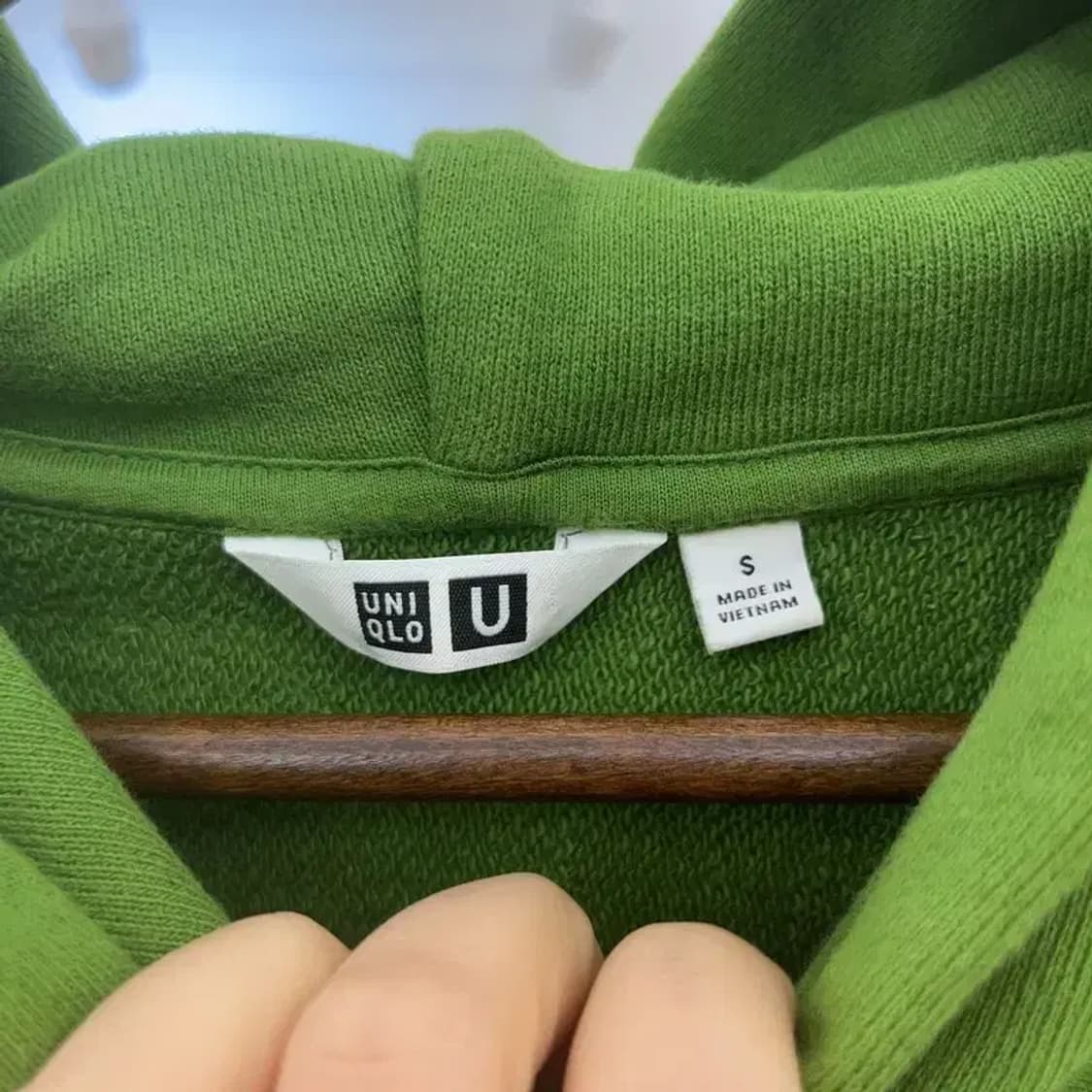 유니클로 U 르메르 오버핏 트임 카키그린 후드티 S C07786 상품이미지5