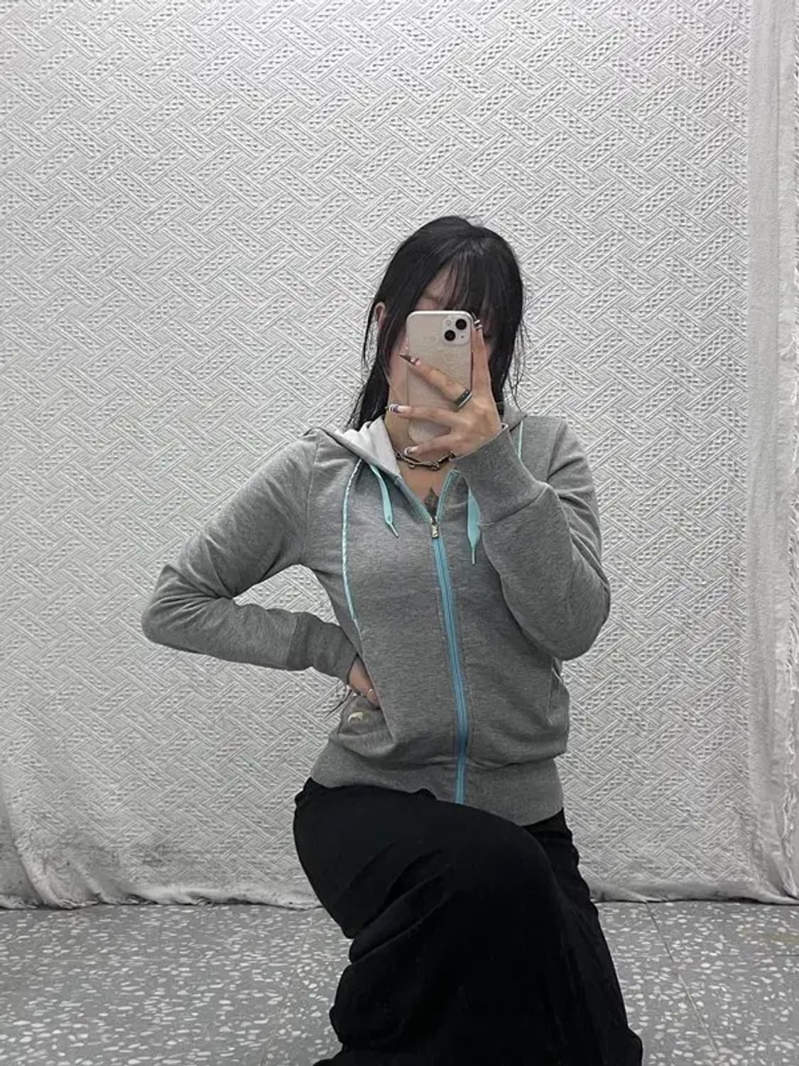 푸마 Y2K 민트배색 드레이프 포켓 후드 집업 S C07768 상품이미지2