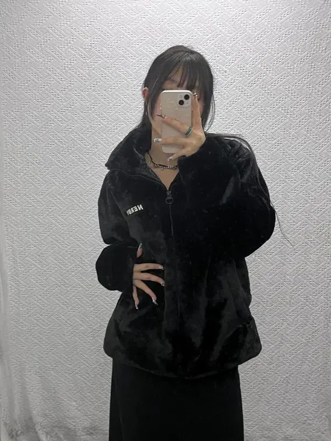 널디 빈티지 모던시크 빅로고 퍼 자켓 M C07772 상품이미지2