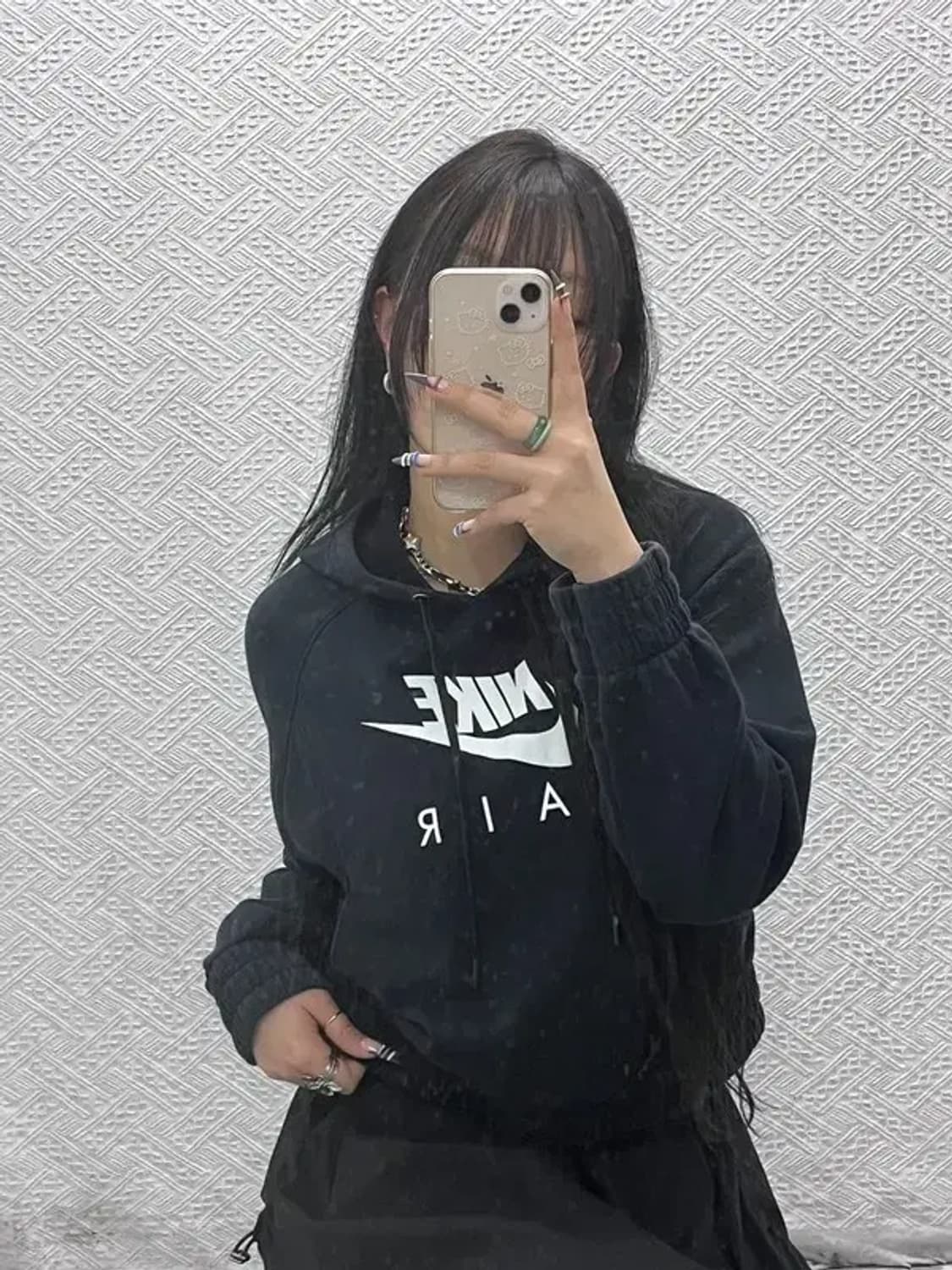 나이키 에어 올드스쿨 빈티지 빅로고 세미크롭 후드티 M C07819 상품이미지1