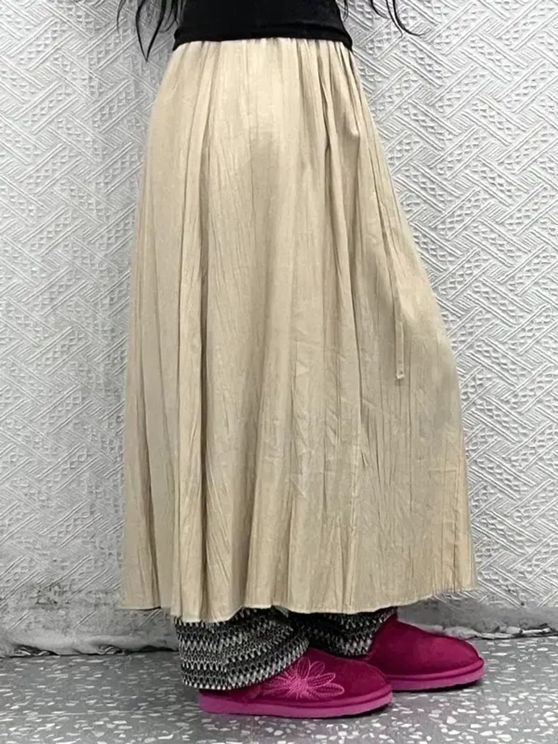 빈티지 모리걸 주름 플리츠 롱스커트 치마 24인치 C07828 상품이미지1