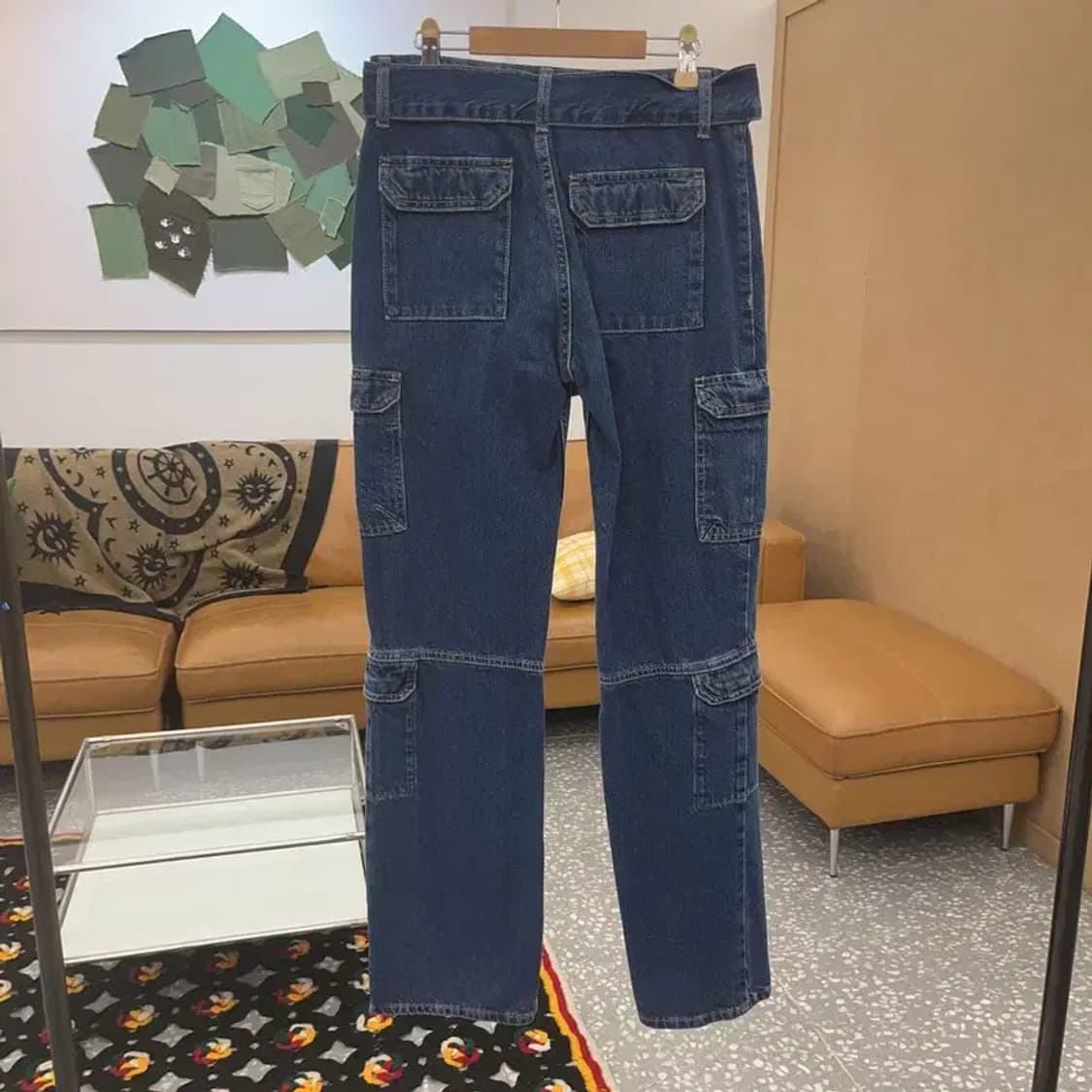 자라 빈티지 미드라이즈 벨티드 데님 카고팬츠 26인치 C07834 상품이미지4