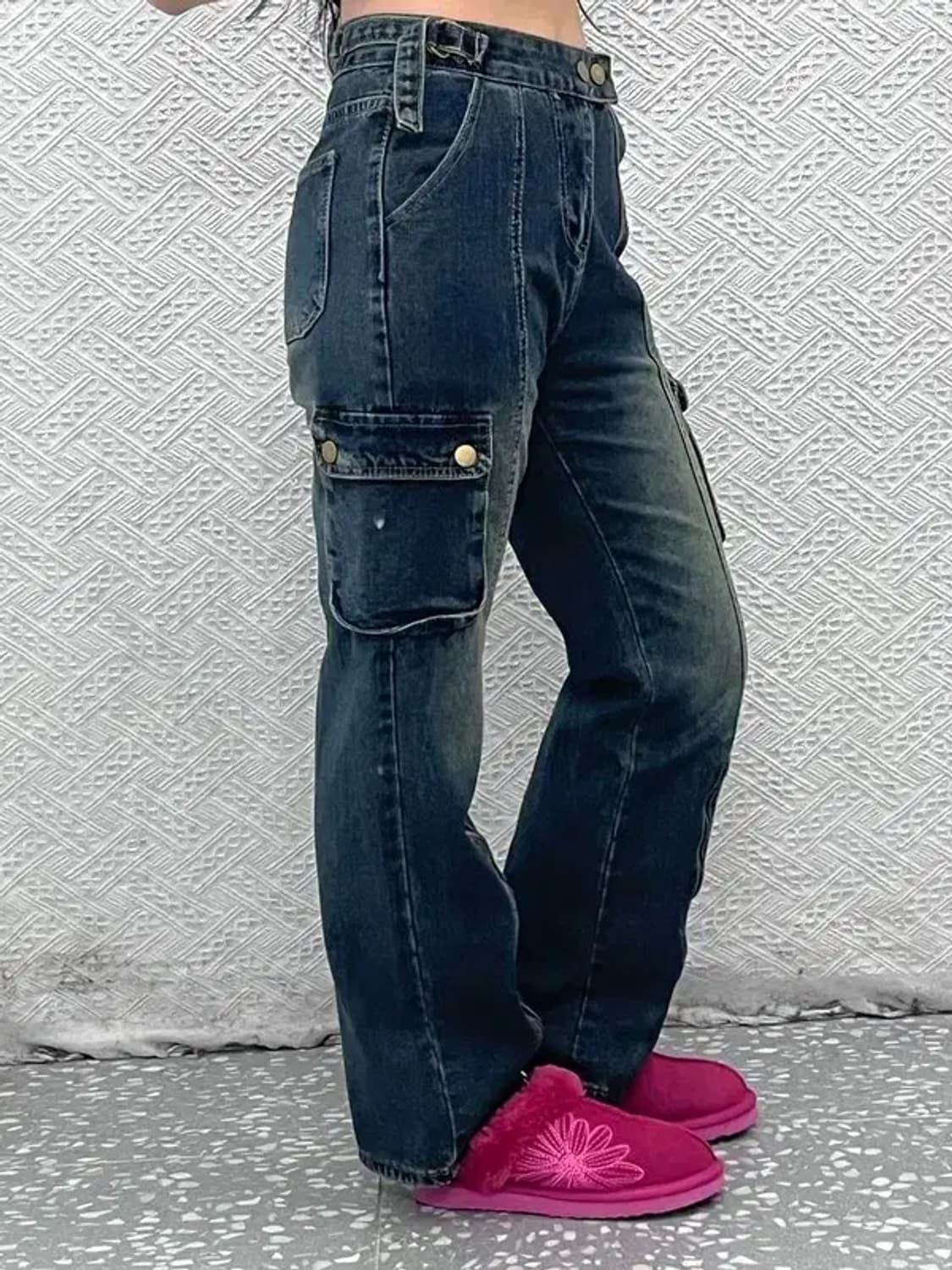 빈티지 Y2K 올드스쿨 빈티지 워싱 데님 카고팬츠 M C07835 상품이미지2