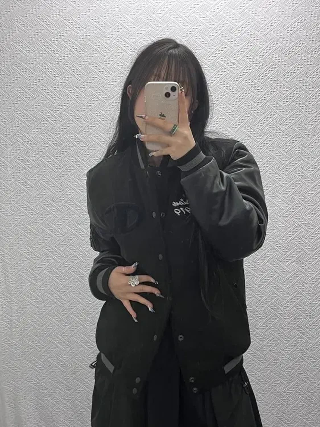 챔피온 빅로고 레더 오버핏 누빔 스타디움 바시티 자켓 M C07825 상품이미지1