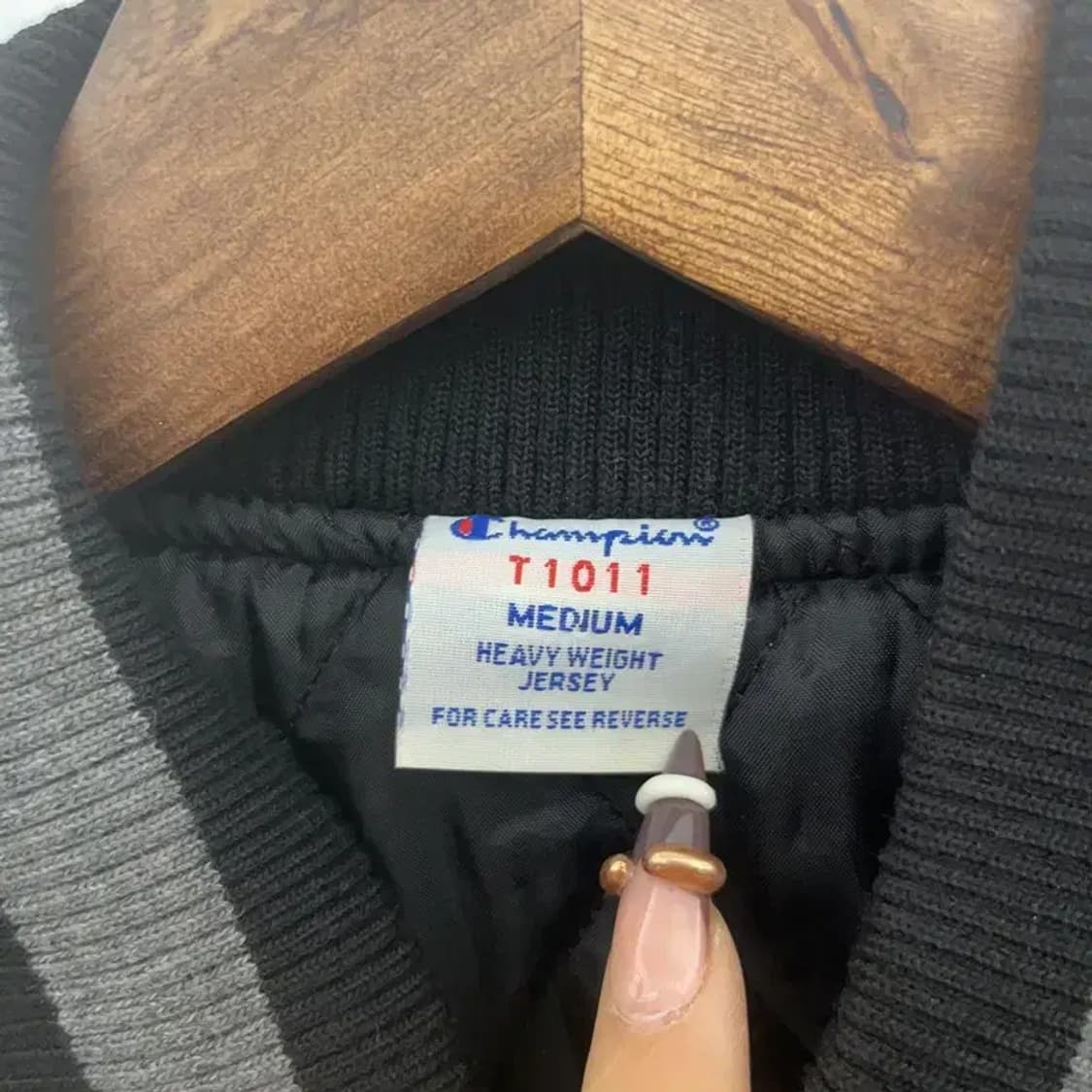 챔피온 빅로고 레더 오버핏 누빔 스타디움 바시티 자켓 M C07825 상품이미지5