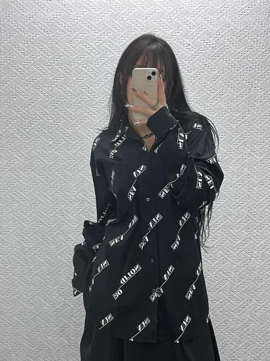 솔리드옴므 빈티지 스트릿 힙합 레터링 패턴 셔츠 52 C07815 상품이미지1