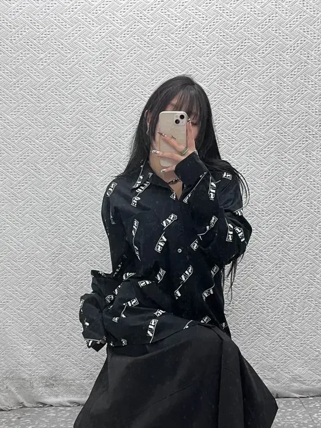 솔리드옴므 빈티지 스트릿 힙합 레터링 패턴 셔츠 52 C07815 상품이미지2