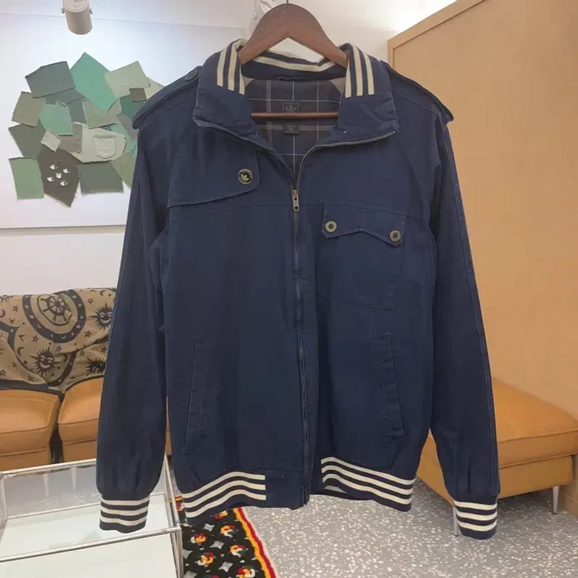 아디다스 흑탭 올드스쿨 레트로 프레피 블루종 자켓 105 C07807 상품이미지3