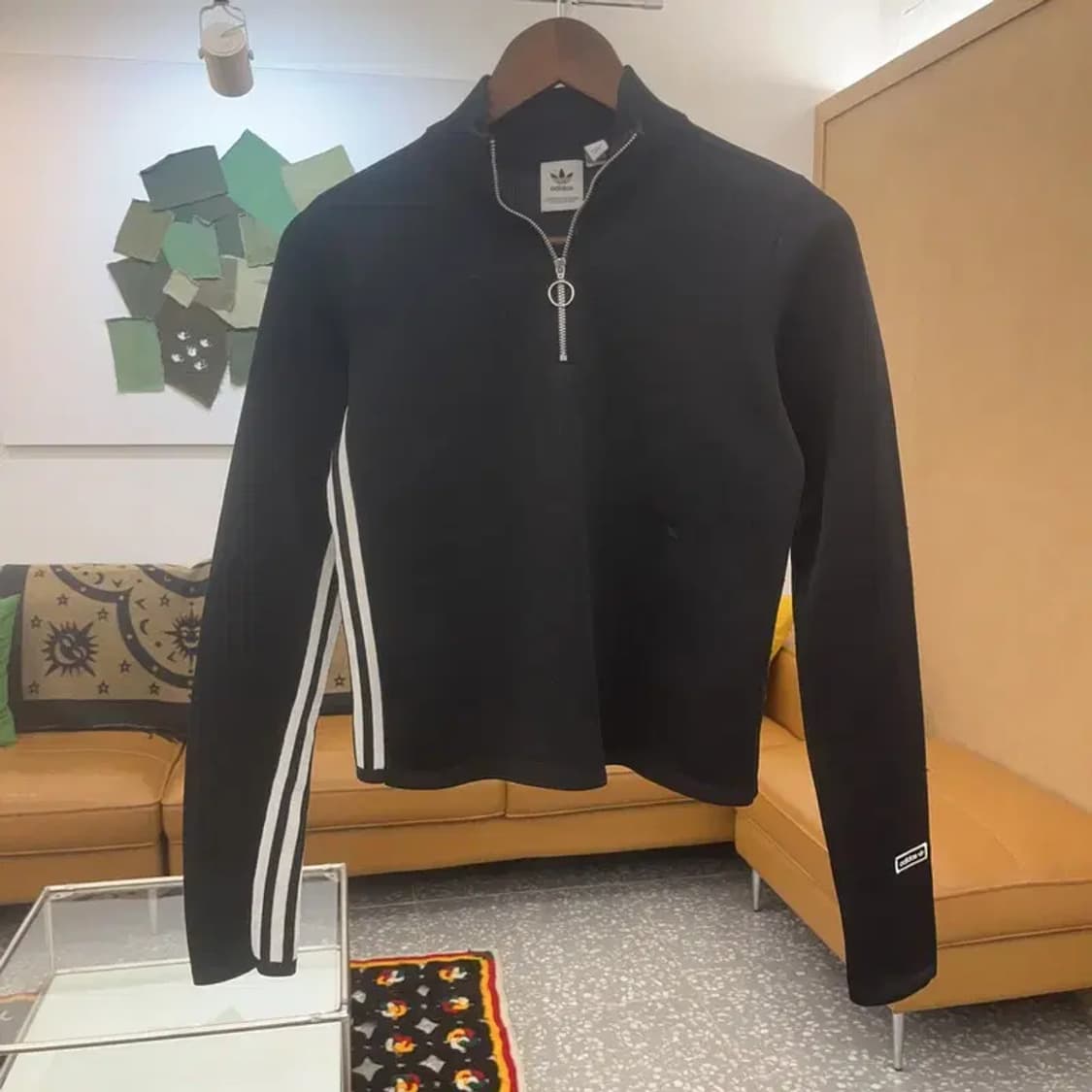 아디다스 빈티지 캐주얼 슬림핏 져지 크롭 반집업 맨투맨 L C07840 상품이미지3