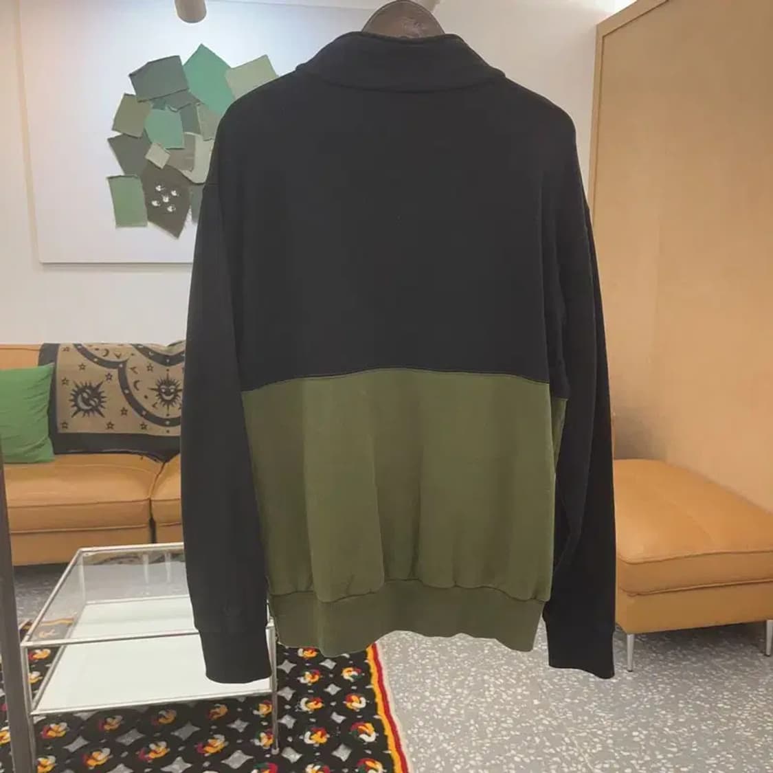 커버낫 캐주얼 올리브카키 배색 반집업 맨투맨 XL C07841 상품이미지4