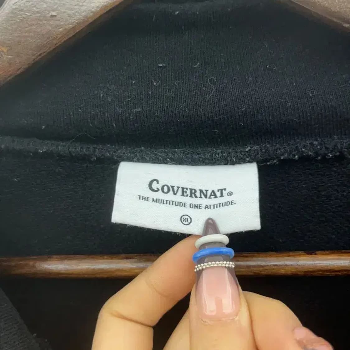 커버낫 캐주얼 올리브카키 배색 반집업 맨투맨 XL C07841 상품이미지5