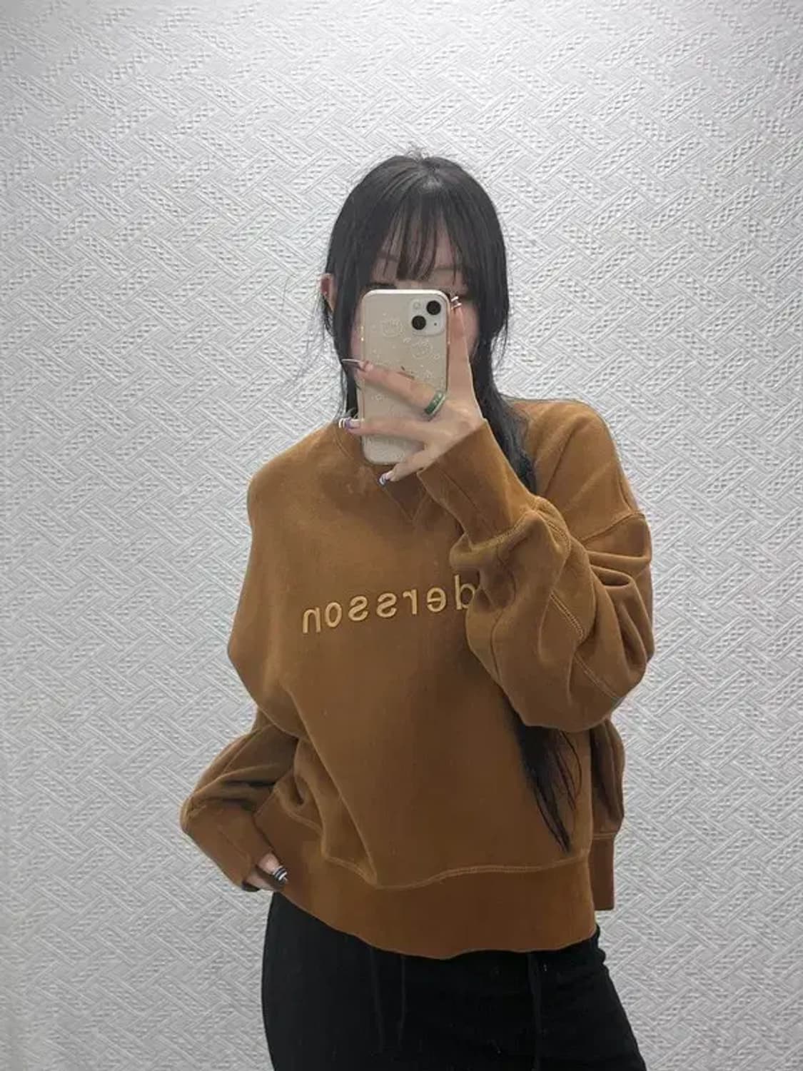 앤더슨벨 모던 캐주얼 폭닥브라운 빅로고 기모 맨투맨 L C07842 상품이미지1