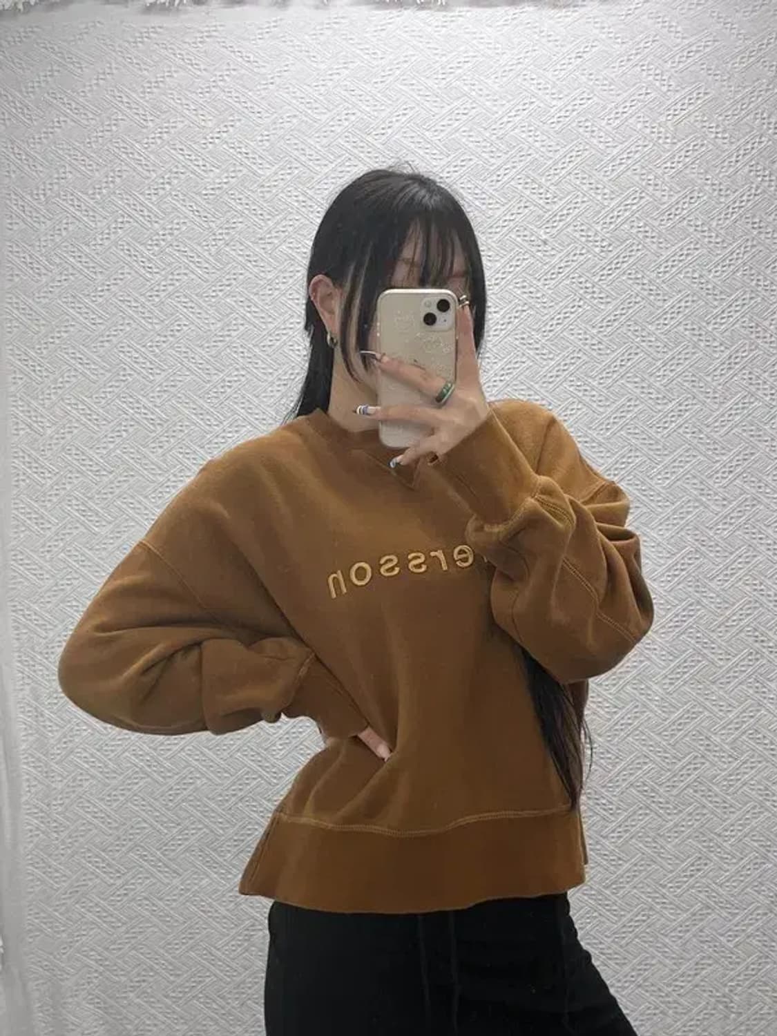 앤더슨벨 모던 캐주얼 폭닥브라운 빅로고 기모 맨투맨 L C07842 상품이미지2