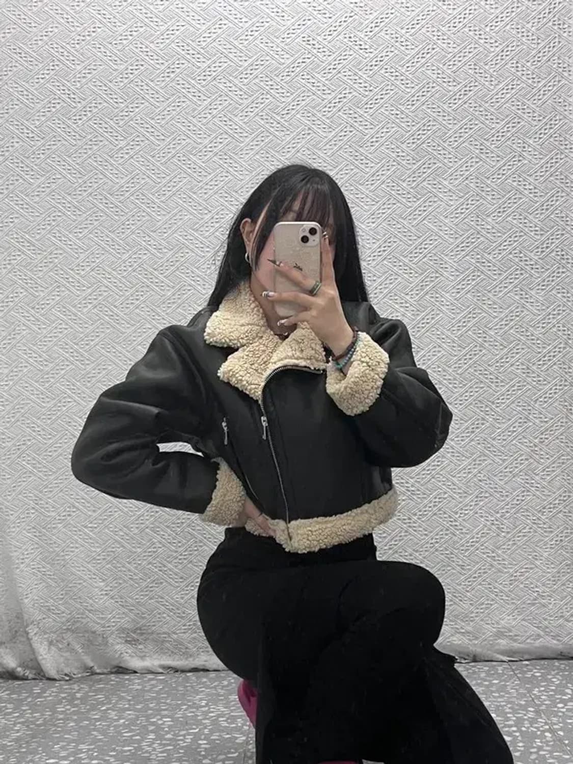 자라 모던 힙 락시크 핀터감성 양털 크롭 무스탕 자켓 XS C07856 상품이미지2