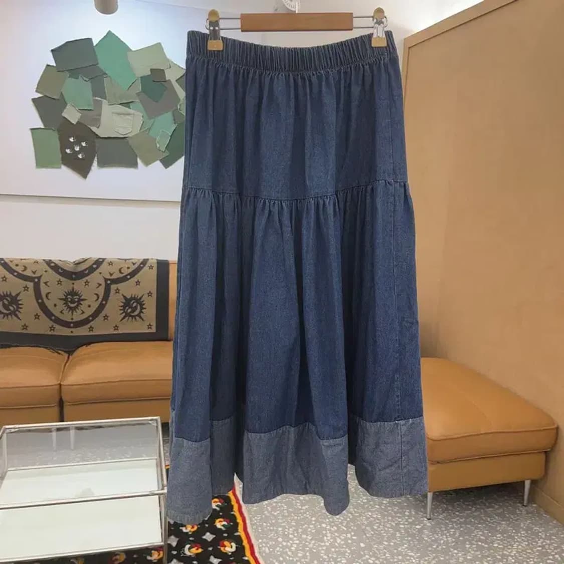 빈티지 모리걸 키치 캉캉 플레어 데님 롱스커트 25인치 C07905 상품이미지4