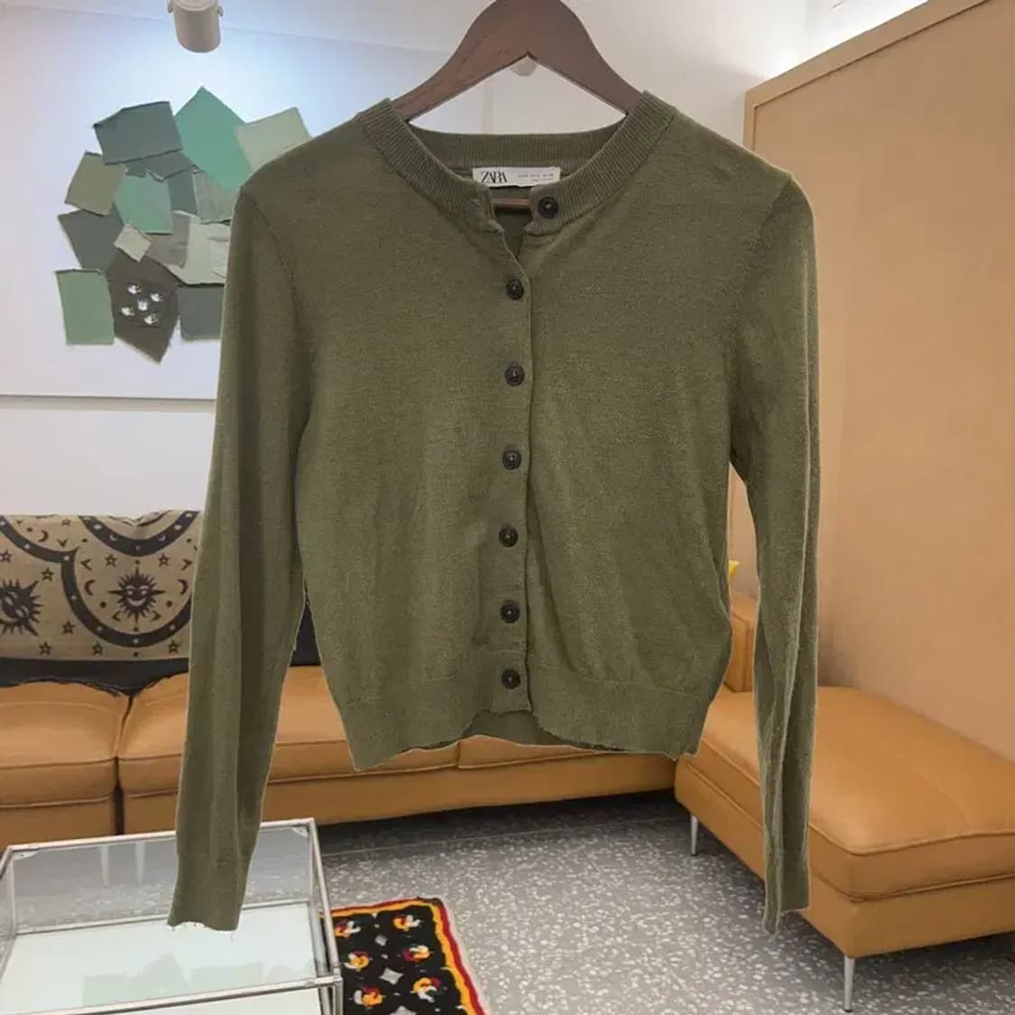 자라 세일러카라 말차카키 슬림핏 여리 세미크롭 가디건 85 C07923 상품이미지3