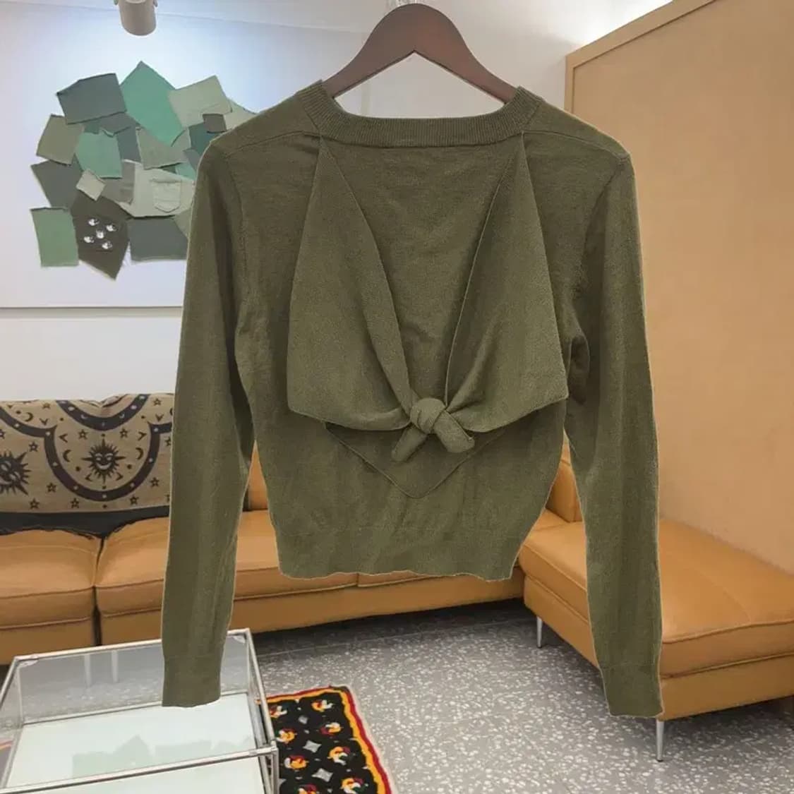 자라 세일러카라 말차카키 슬림핏 여리 세미크롭 가디건 85 C07923 상품이미지4