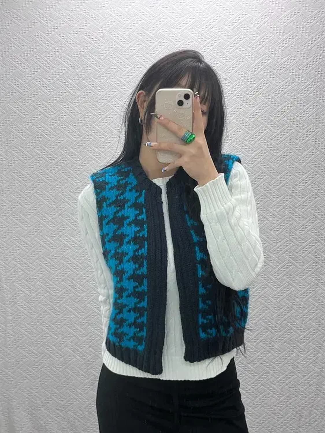 자라 올드스쿨 유니크 키치 하운드 체크 니트 조끼 S C07932 상품이미지1