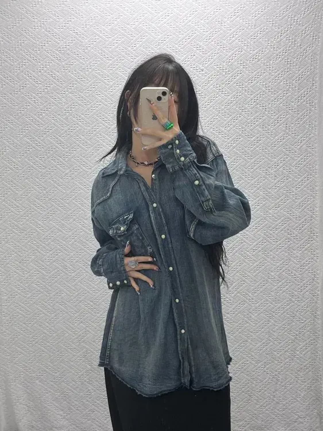 랭글러 웨스턴 컨트리 워싱 데님 셔츠 XL C07935 상품이미지1