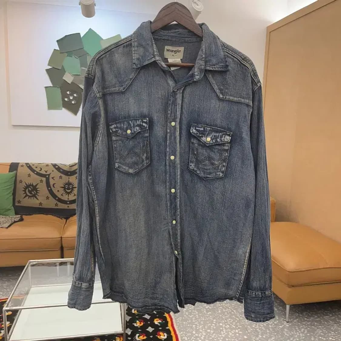 랭글러 웨스턴 컨트리 워싱 데님 셔츠 XL C07935 상품이미지3