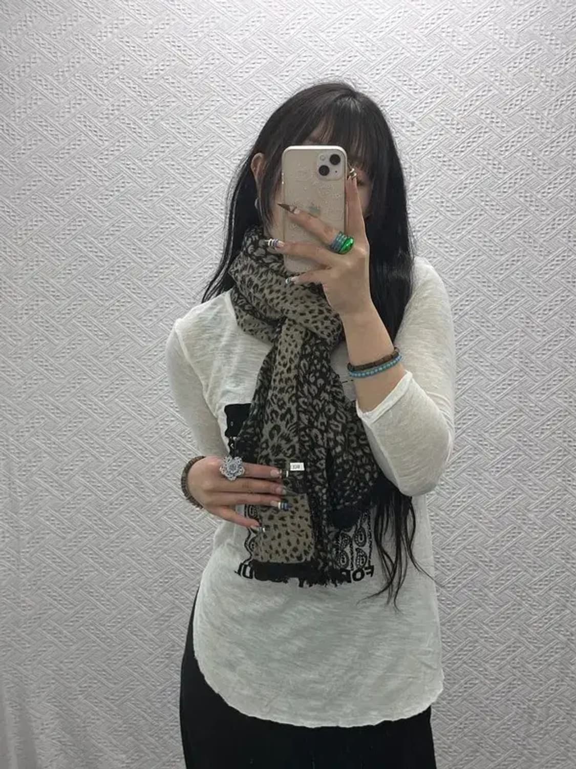 빈티지 모리 갸루 호피 레오파드 목도리 머플러 C07955 상품이미지2