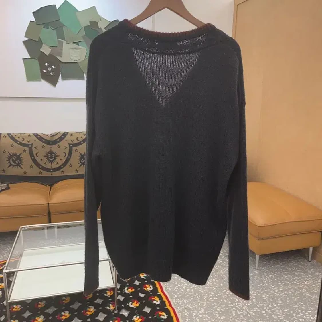 골라 올드스쿨 브이넥 오버핏 패치로고 니트 가디건 L C07926 상품이미지4