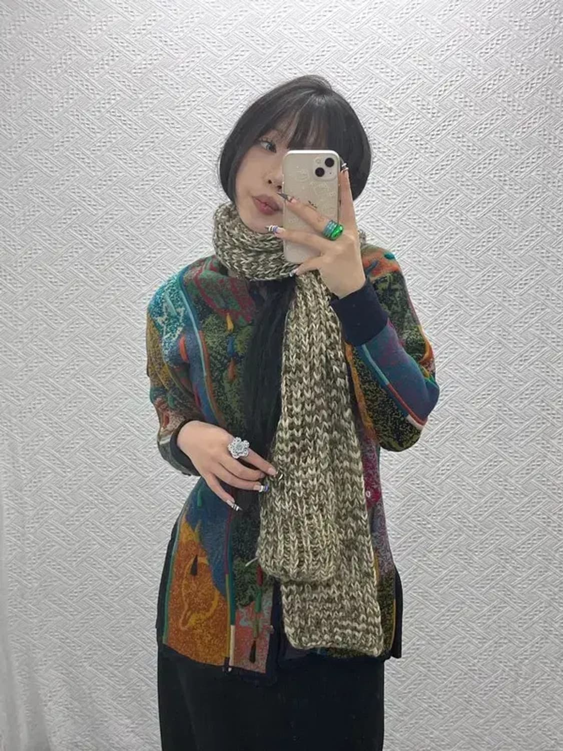 빈티지 폭닥 뜨개 니트 목도리 C07956 상품이미지1