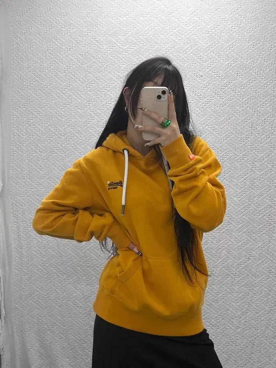 슈퍼드라이 레트로 자수로고 머스타드 약기모 후드티 L C07963 상품이미지1