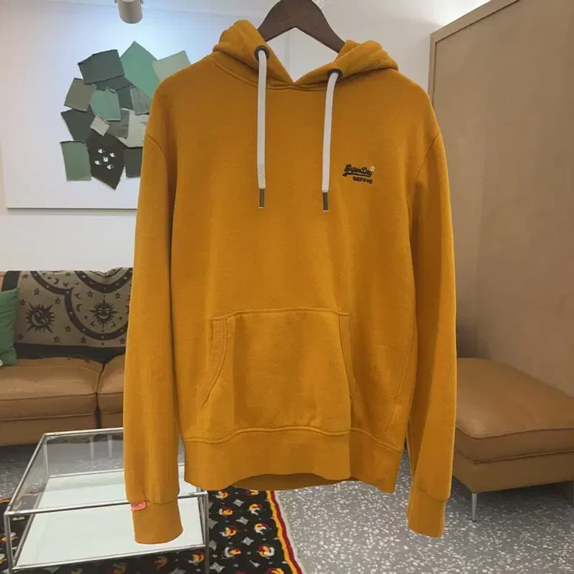 슈퍼드라이 레트로 자수로고 머스타드 약기모 후드티 L C07963 상품이미지3
