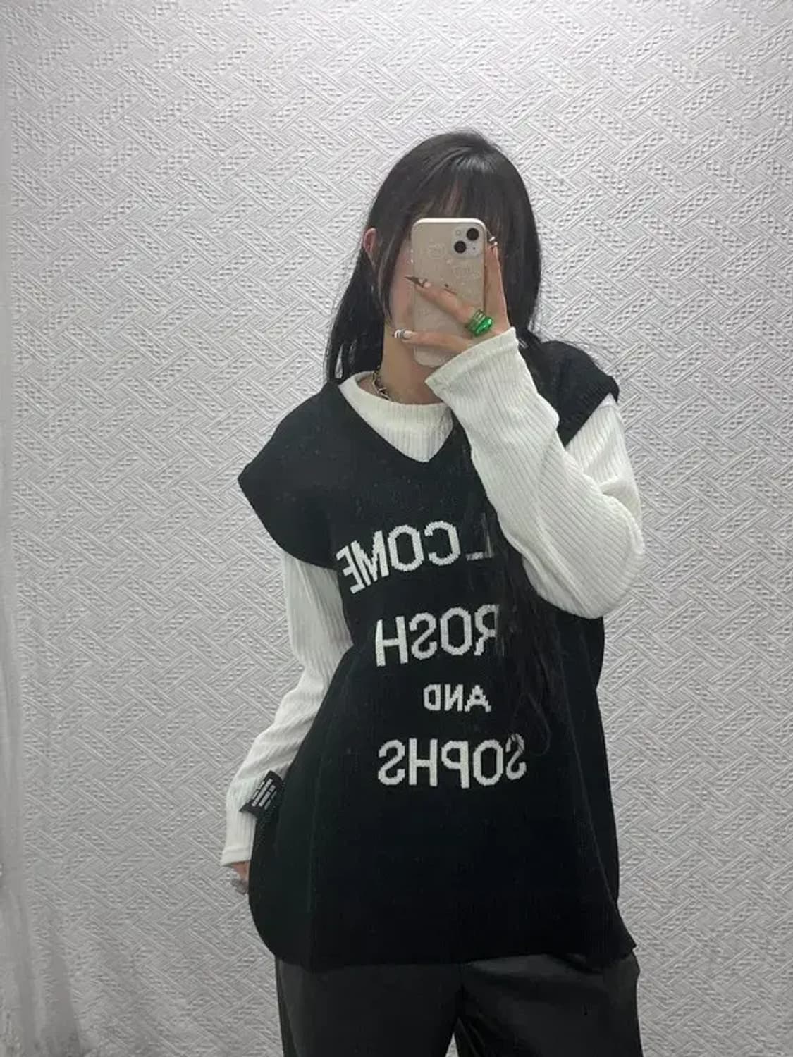 ESC스튜디오 스트릿 힙합 레터링 니트 조끼 베스트 105 C07960 상품이미지1