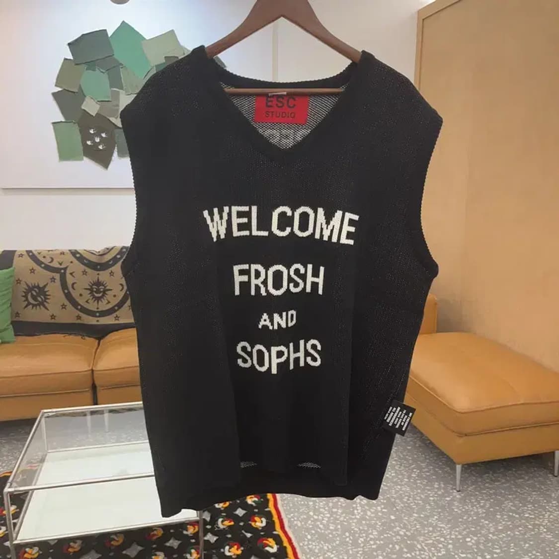 ESC스튜디오 스트릿 힙합 레터링 니트 조끼 베스트 105 C07960 상품이미지3