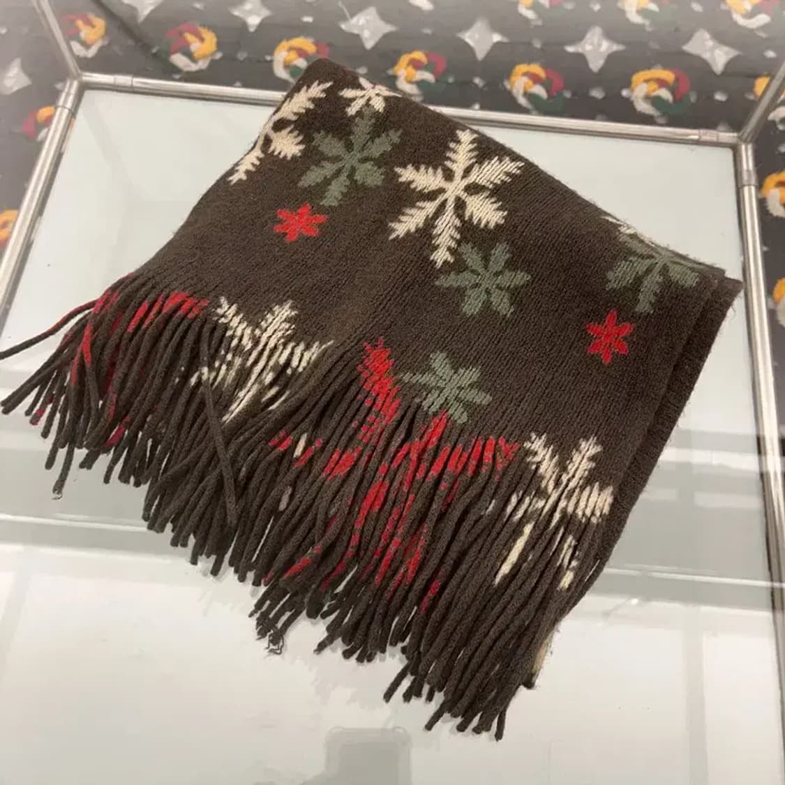 빈티지 폭닥 여리 노르딕 스노우플레이크 패턴 목도리 C07994 상품이미지2