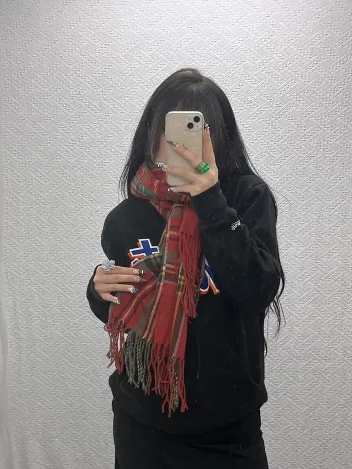 빈티지 폭닥 홀리데이 타탄체크 목도리 C07996 상품이미지2