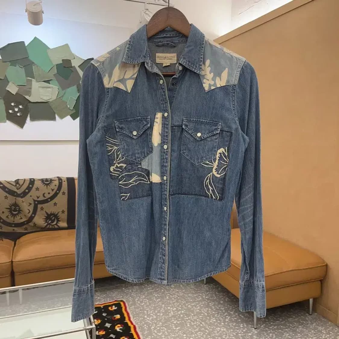 데님 앤 서플라이 웨스턴 컨트리 플라워 데님셔츠 S C08023 상품이미지3