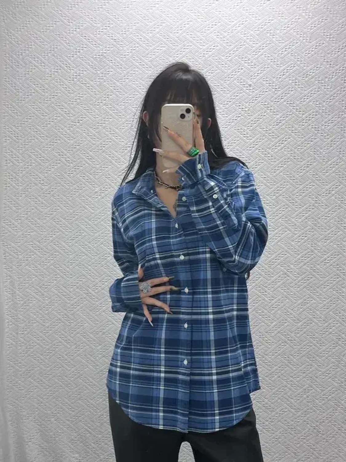 폴로 랄프로렌 인디고 옥스포드 오버핏 체크 셔츠 M C08024 상품이미지2