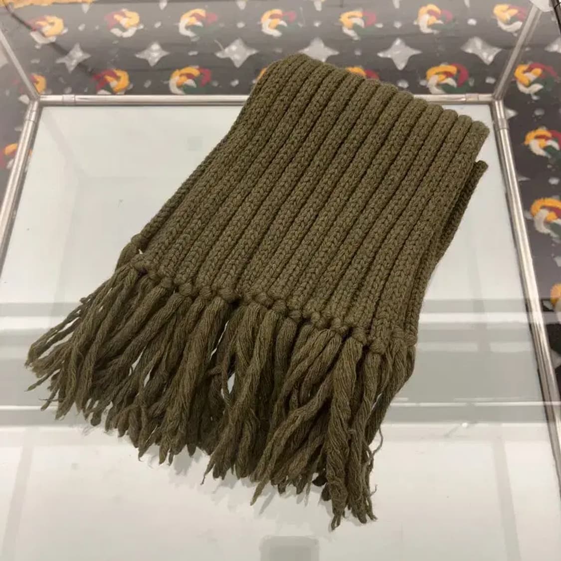 빈티지 올리브 말차 카키 니트 뜨개 목도리 C08036 상품이미지3