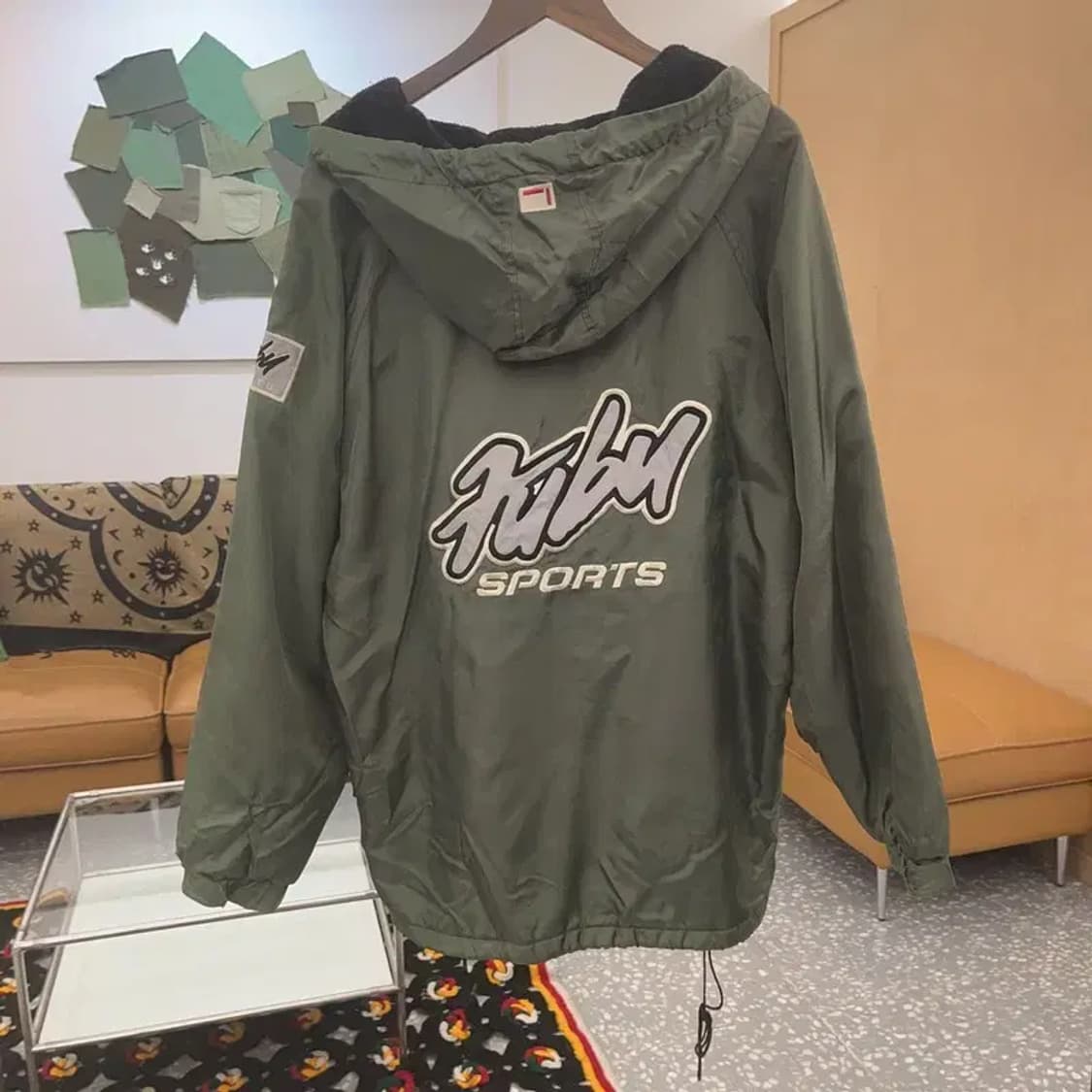 푸부 올드스쿨 레트로 빈티지 백로고 바람막이 후드 자켓 L C08000 상품이미지3