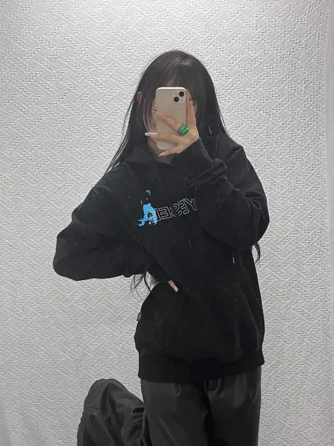 예스아이씨 올드스쿨 프린팅로고 오버핏 후드티 M C08022 상품이미지1