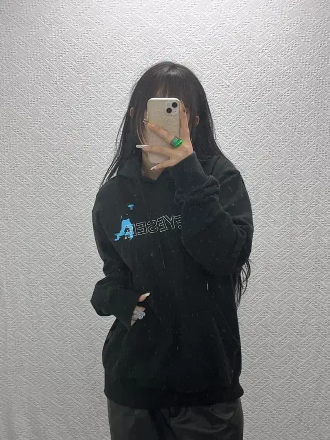 예스아이씨 올드스쿨 프린팅로고 오버핏 후드티 M C08022 상품이미지2